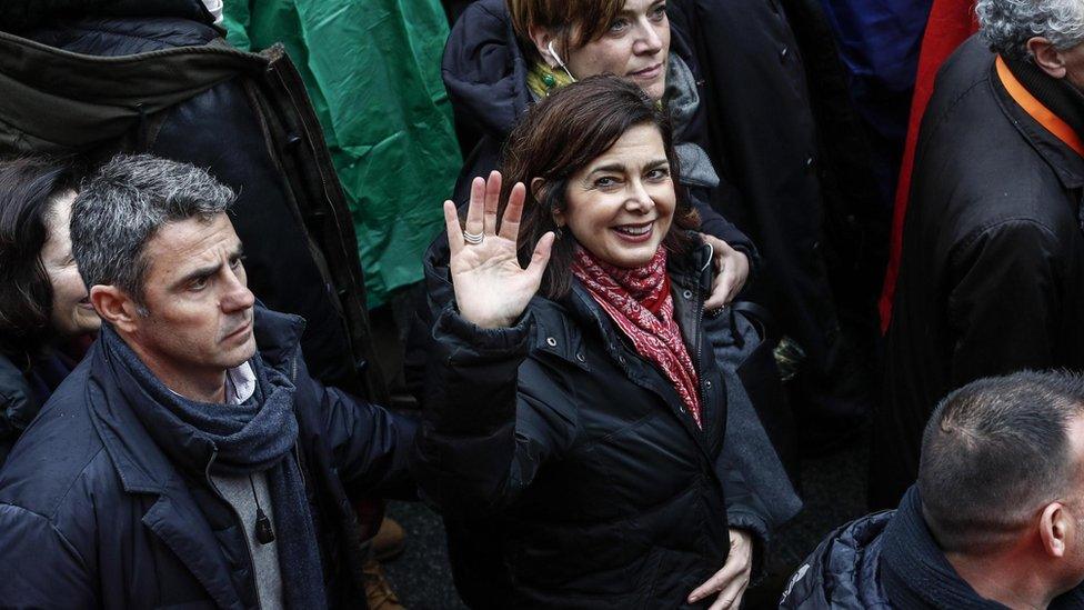 Italian lower house speaker Laura Boldrini attending an anti-racism rally in February 2018