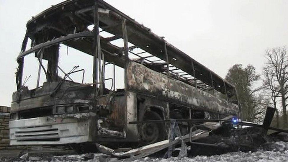 Burnt-out bus