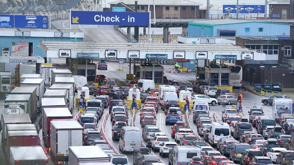 Heavy traffic at Dover port