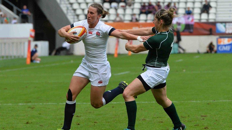 Kat Merchant during the IRB Women's Rugby World Cup match between England and Ireland at the Jean Bouin Stadium, on August 13, 2014