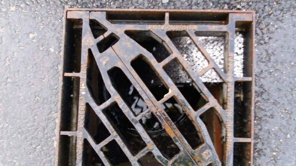 Ladder in a drain