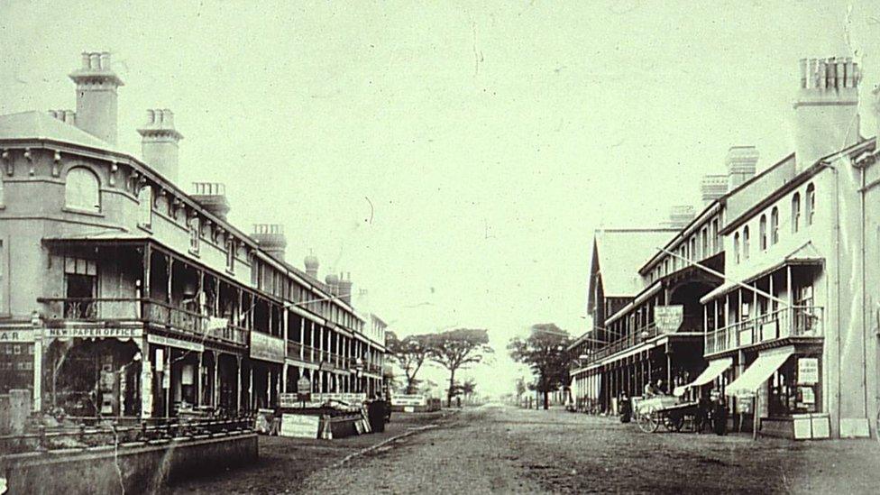 Clacton in circa. 1881. The large arched building on the right was the public hall.