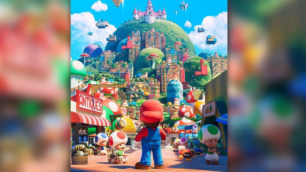 Mario looking at Mushroom Kingdom