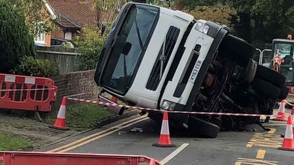 Tanker in sinkhole