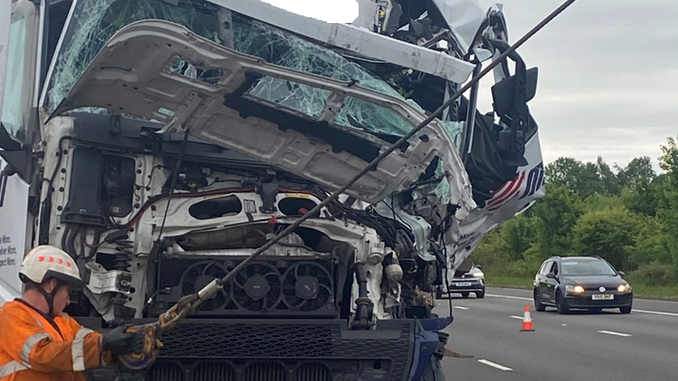 Damaged lorry