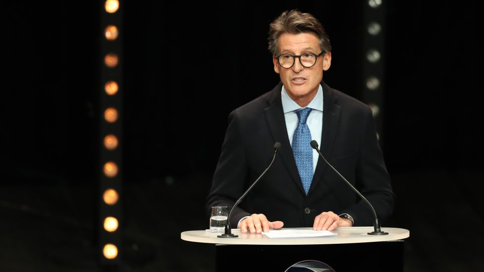 World Athletics President Sebastian Coe speaks at a ceremony in 2019