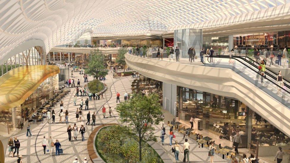 Artist's impression of proposed expansion of Meadowhall shopping centre