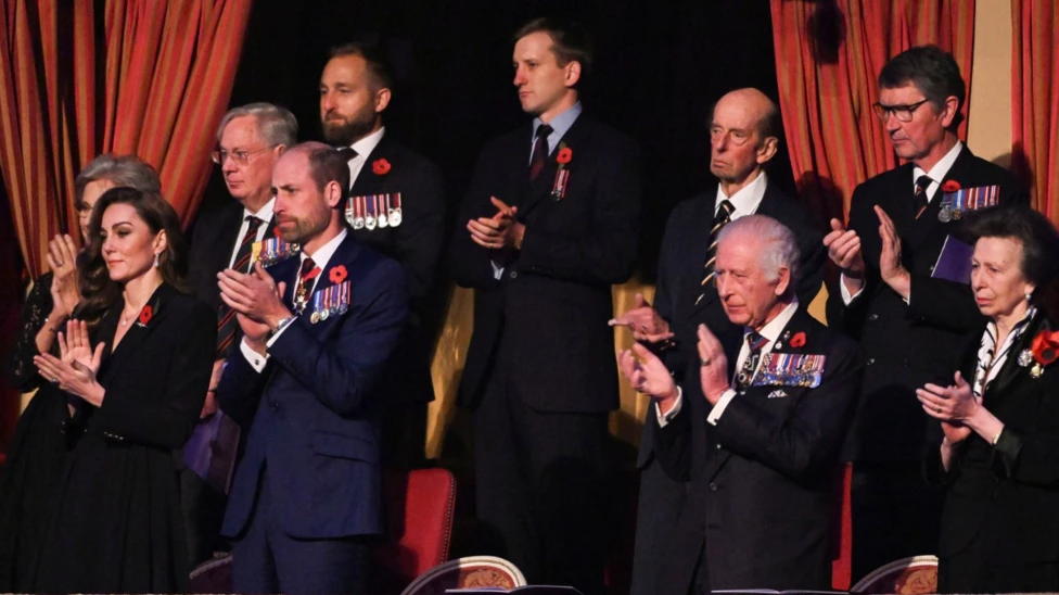 The royals give a standing ovation from their Royal Albert Hall box