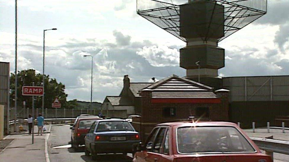 An Army checkpoint in Strabane in 1992