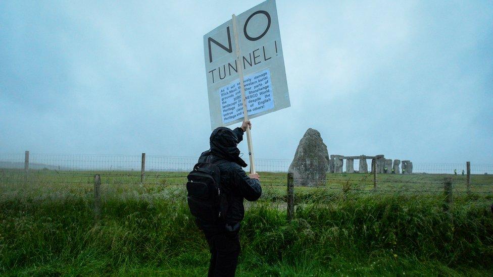 Stonehenge tunnel protester