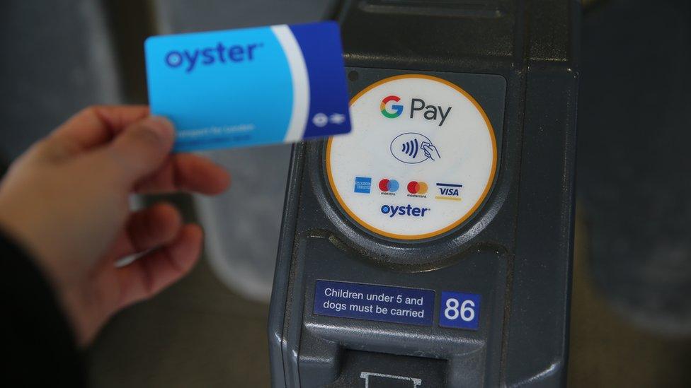 Oyster card at ticket gate