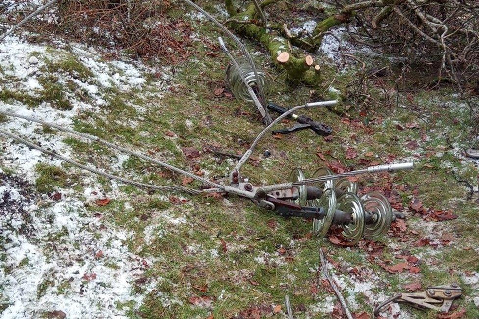 Broken power cable insulators