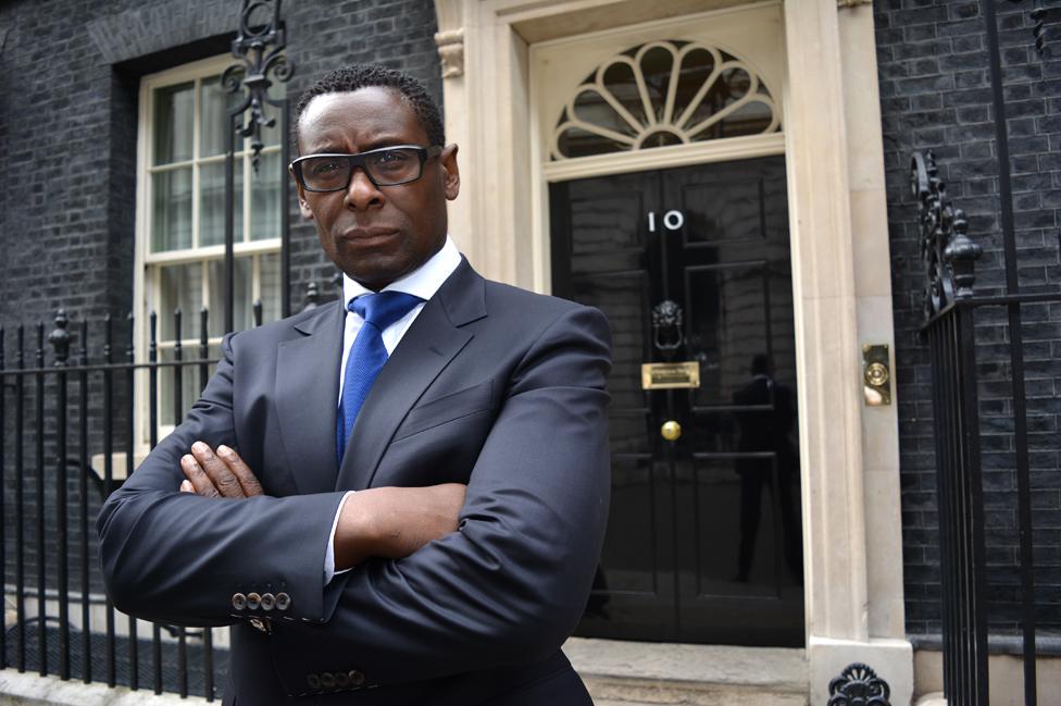 David Harewood outside 10 Downing St