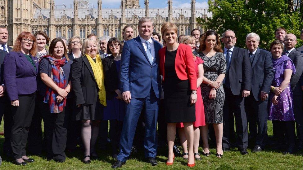 Angus Robertson with Nicola Sturgeon and other SNP MPs ahead of the snap general election