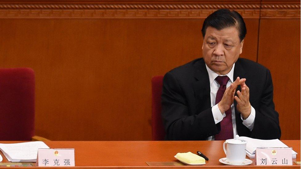 Liu Yunshan, a member of the Standing Committee of the Political Bureau of the Communist Party of China (CPC) Central Committee attends the opening ceremony of the National People's Congress at the Great Hall of the People in Beijing on March 5, 2016