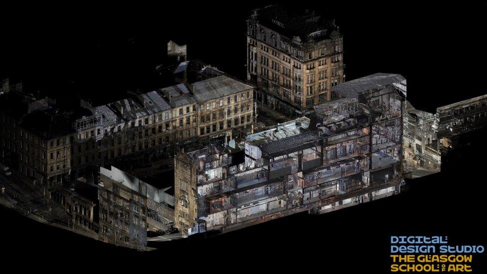 3D image of fire-damaged Mackintosh building