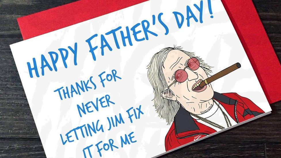 A Father's Day card depicting Jimmy Savile