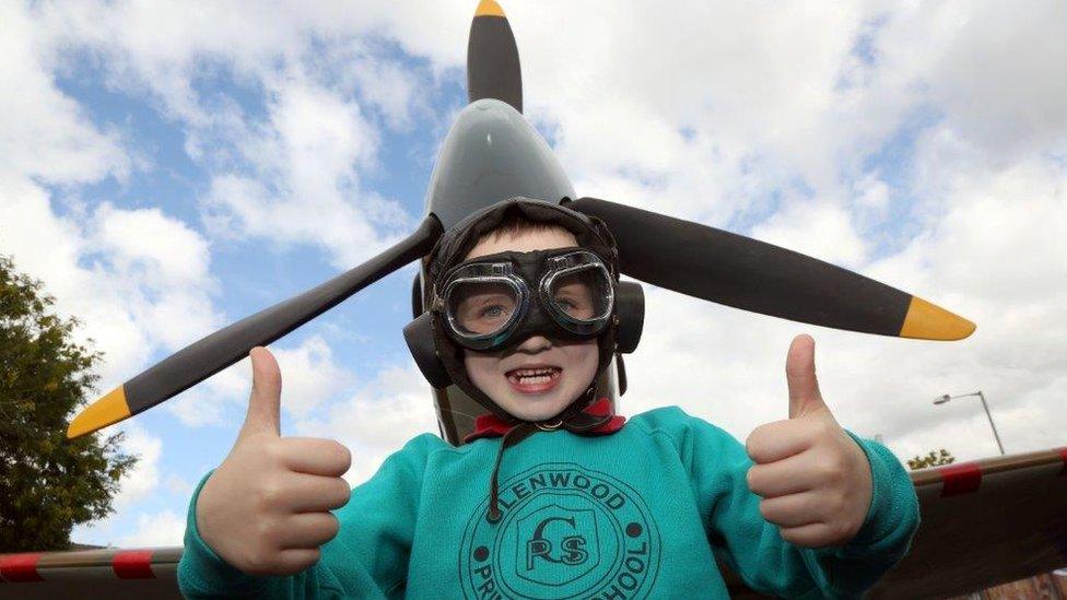 Six year old Cameron Dillon attended the unveiling of the mural and got to see inside the Spitfire