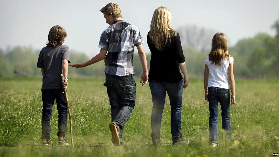 Ten-year-old Ruben van Assouw walks with his cousins on May 9 2011