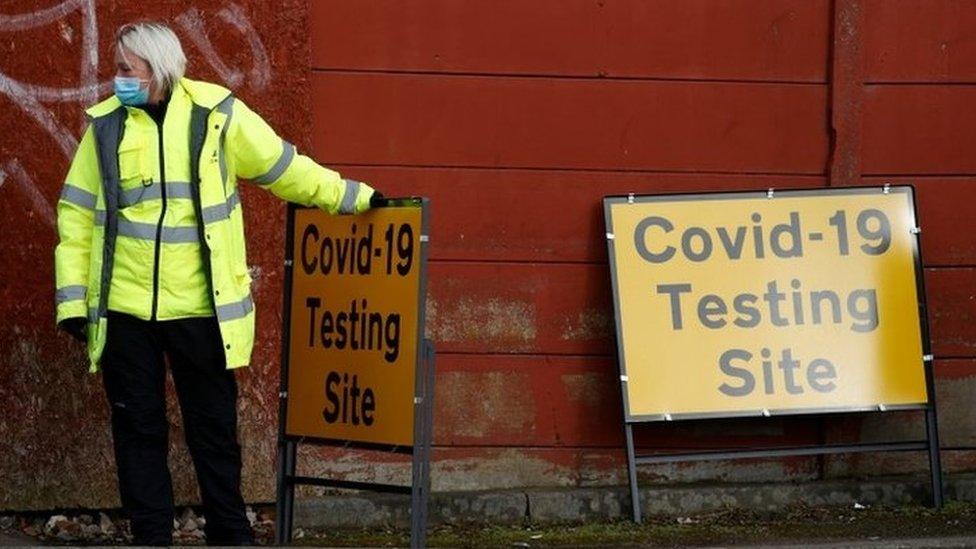 A woman at a Covid-19 testing site