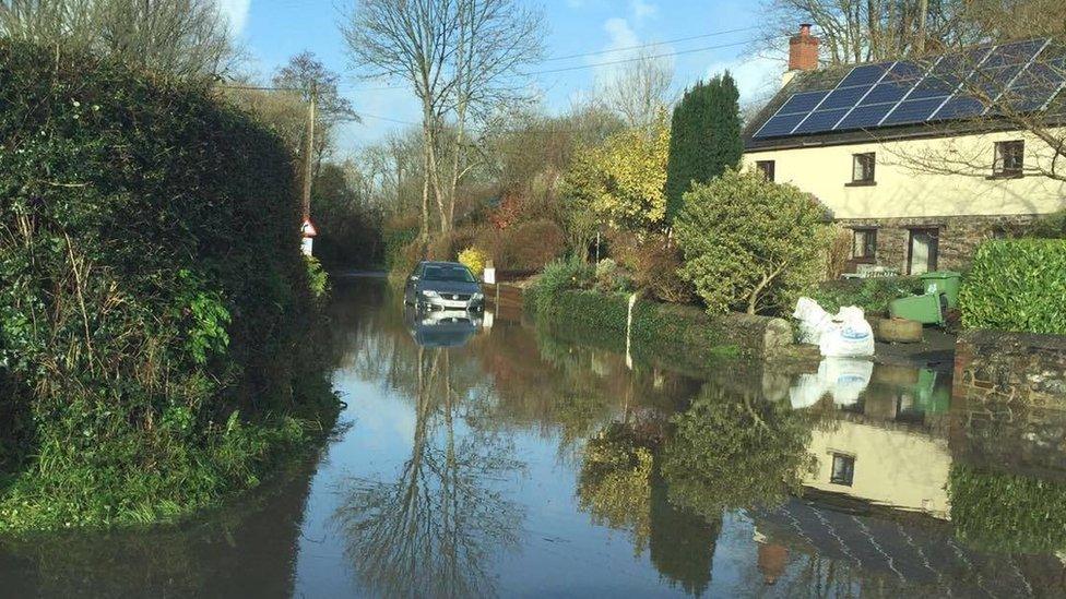 A car underwater in Weare Giffard