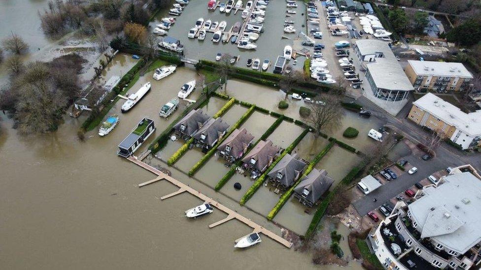 Flooded houses at Bates Wharf last week