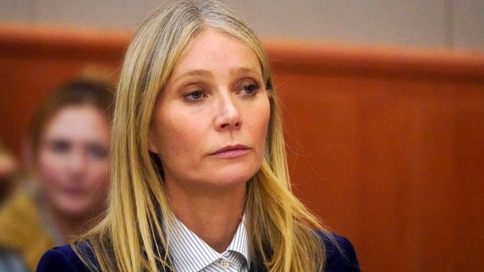 Gwyneth Paltrow reacts to the verdict in the trial over her 2016 ski collision on 30 March 2023