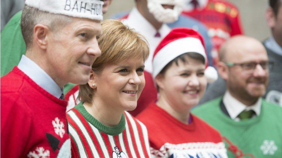 Willie Rennie, Nicola Sturgeon and Ruth Davidson and Patrick Harvie