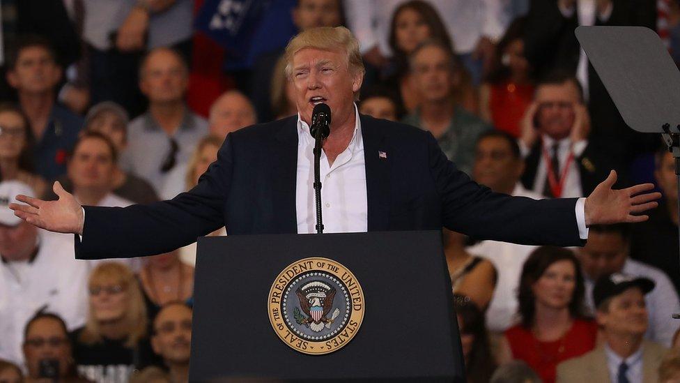 President Donald Trump addressing supporters in Melbourne, Florida