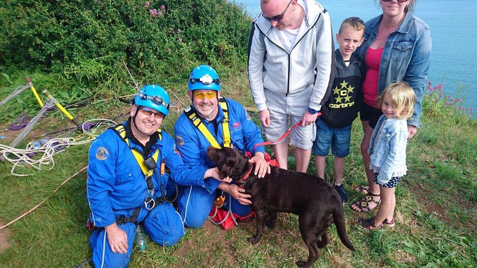 Rolo the dog with family