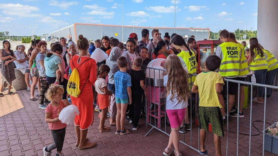 Refugees at the centre in Warsaw