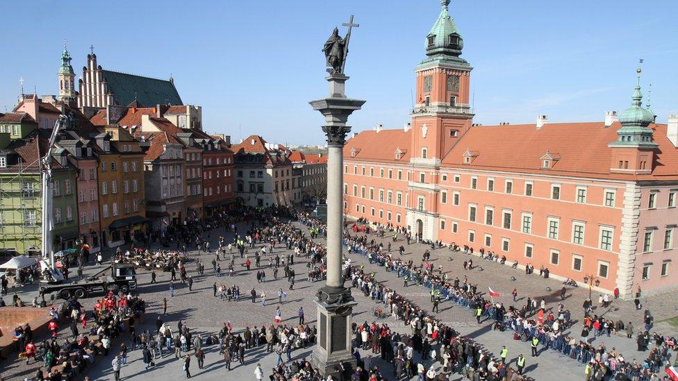 A view of the Royal Castle square in Warsaw