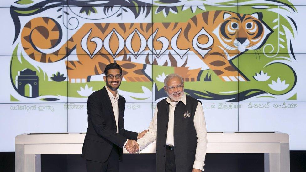 Narendra Modi and Google CEO Sundar Pinchai