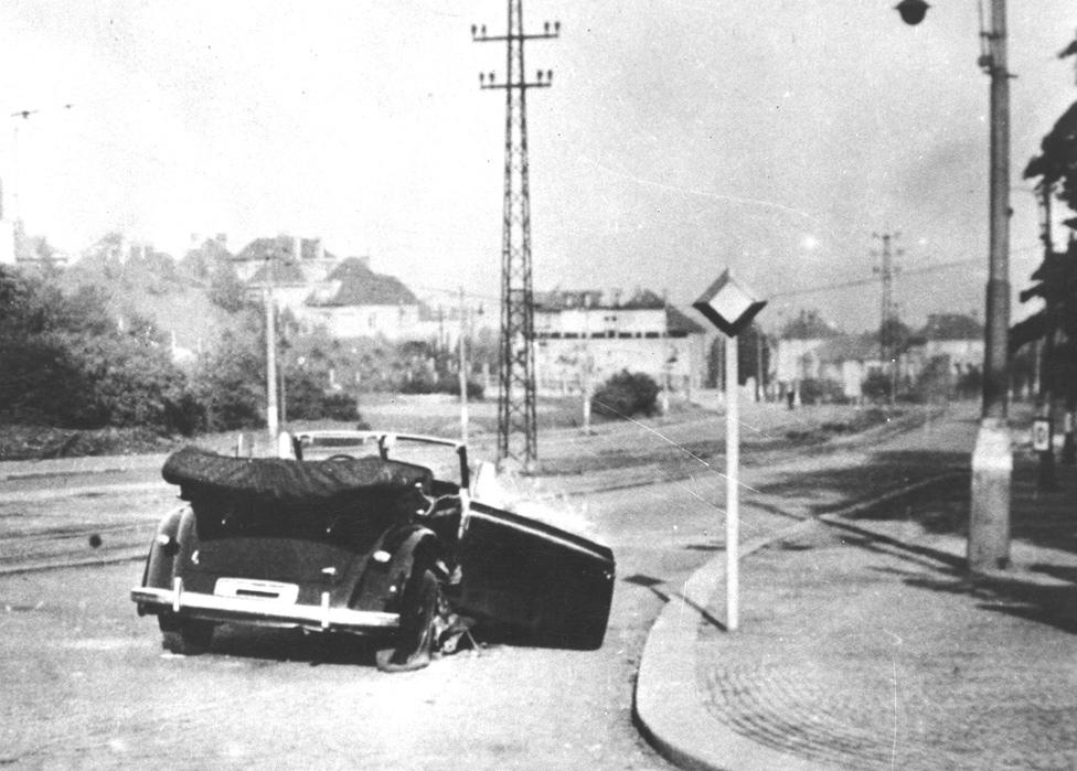 Heydrich's wrecked Mercedes after ambush in 1942 (pic: courtesy of Jaroslav Cvancara)