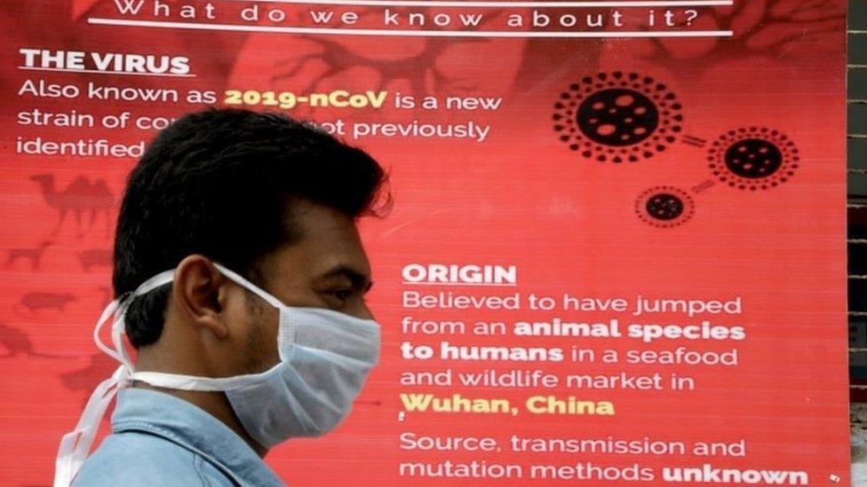 Coronavirus advisory hangs at the entrance of the Infectious Diseases (ID) Hospital in Kolkata, India, 04 March 2020