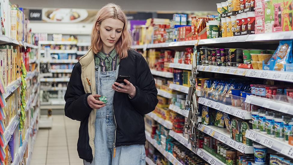 Woman shopping at a supermarket