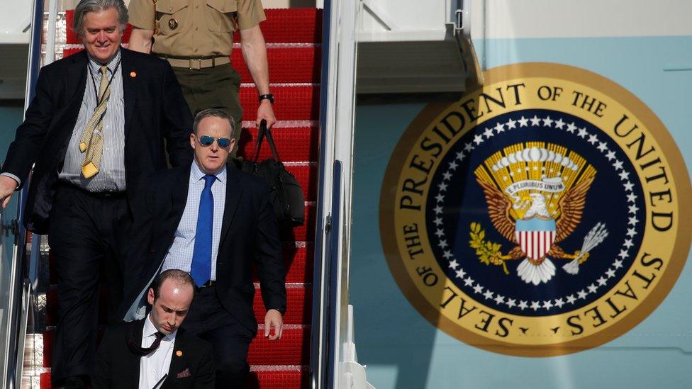 Bannon, Spicer and Miller leave Air Force ONe