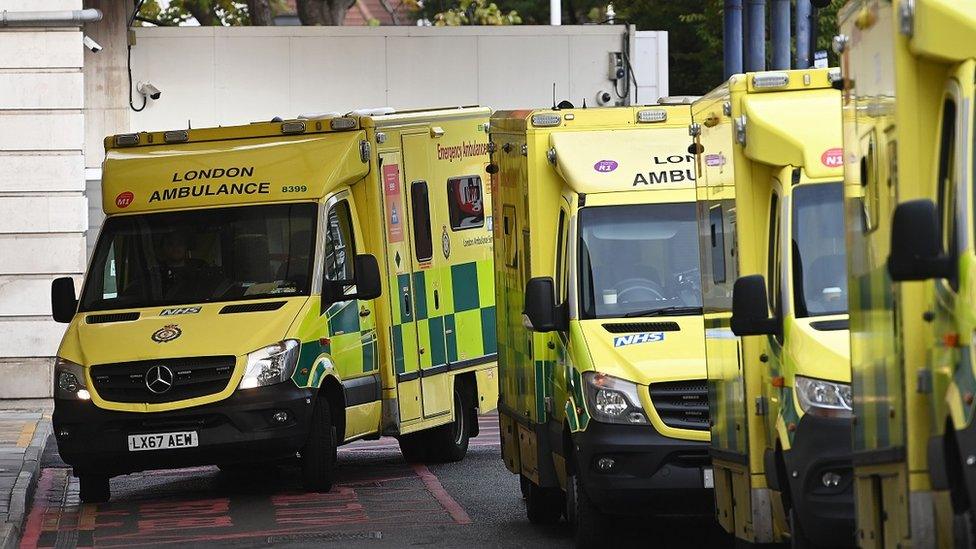 Ambulances wait outside A&E