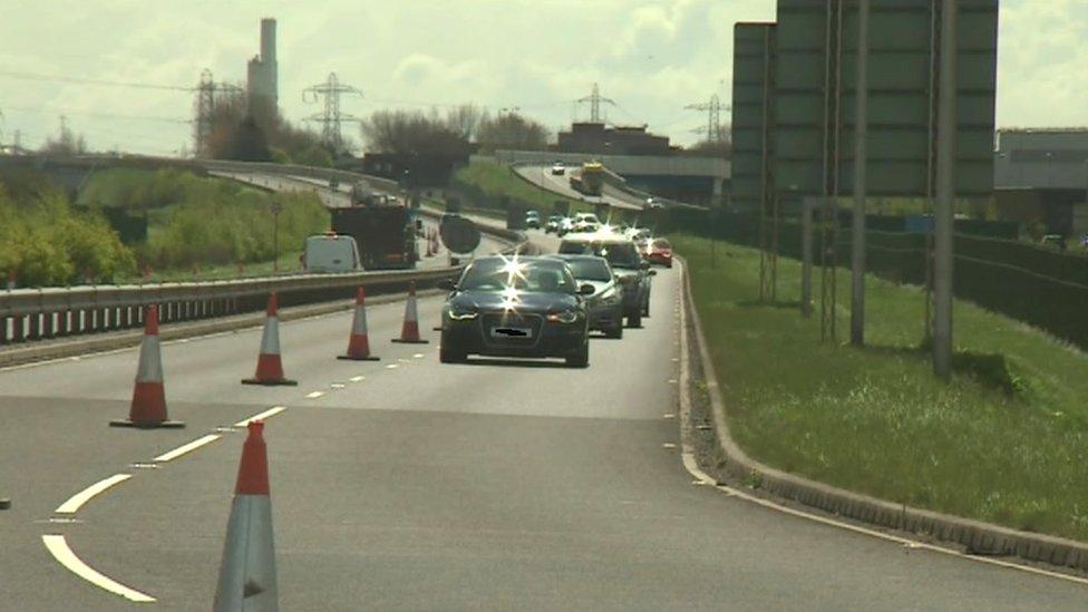 The prime minister's motorcade arrives at Port Talbot on Tuesday