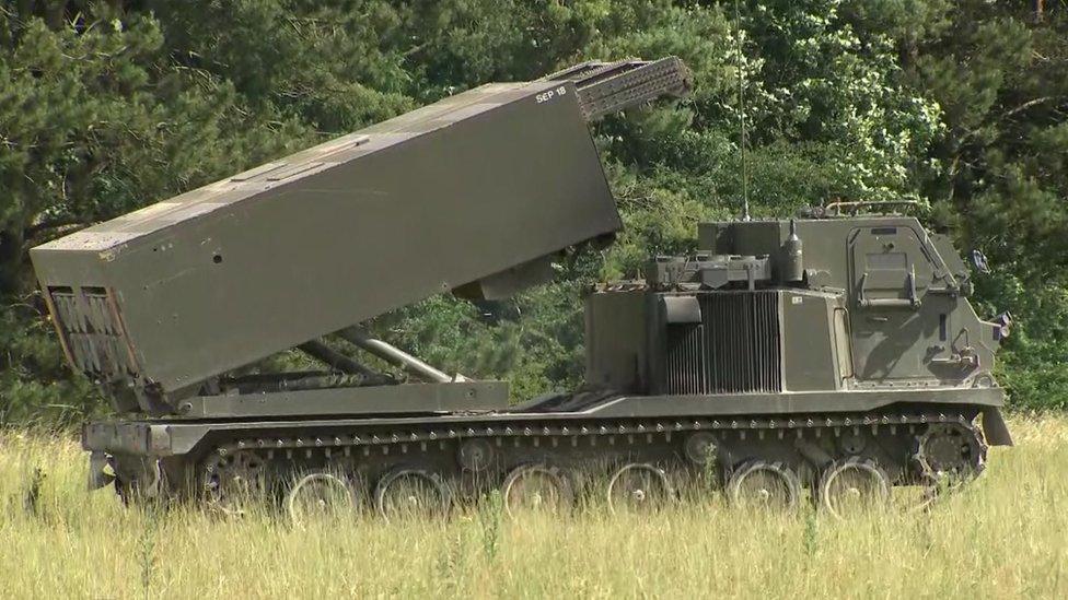 A UK MLRS rocket system