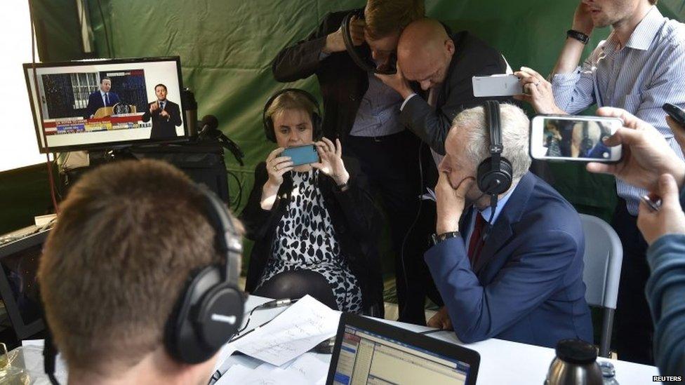 Jeremy Corbyn listening to David Cameron's resignation speech