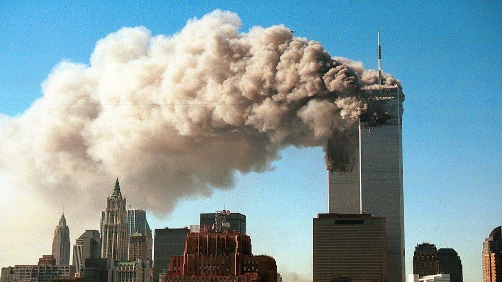 Smoke pours from the World Trade Center -11 September 2011