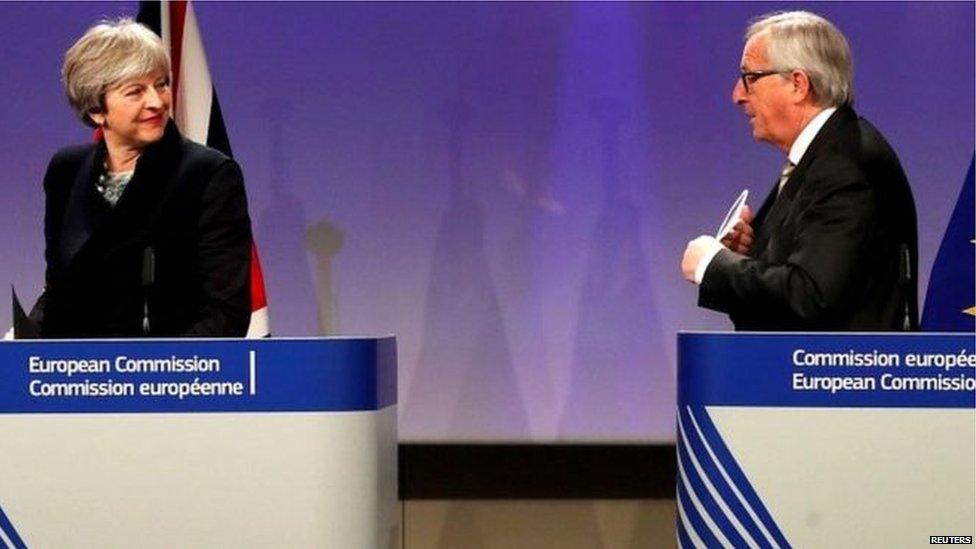 Theresa May with European Commission President Jean-Claude Juncker