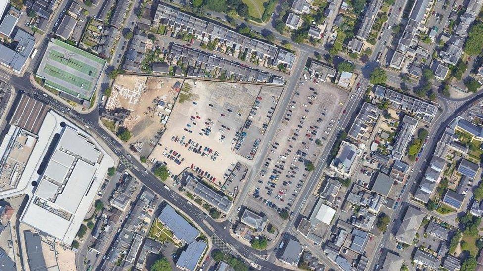 An aerial view of the North Place car park in Cheltenham