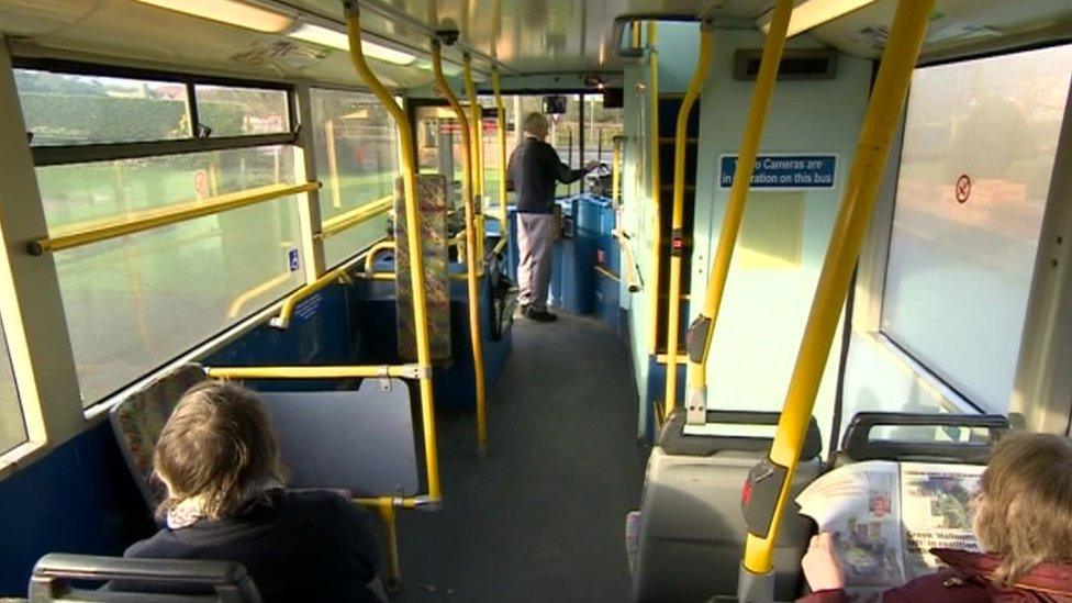 Inside a bus