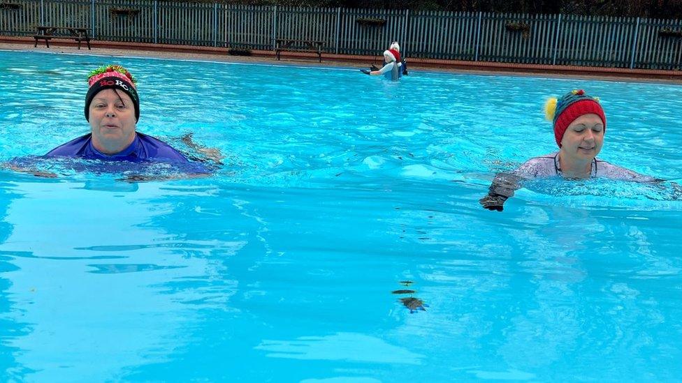 Swimmers at Droitwich Lido