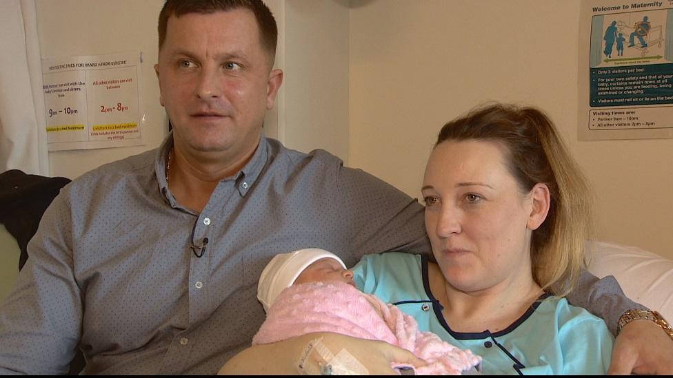 Baby Liliana with her parents, Marcin and Paulina Banaszek