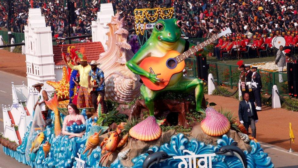 A float from Goa state is displayed during India's Republic Day parade in New Delhi, 26 January 2020.