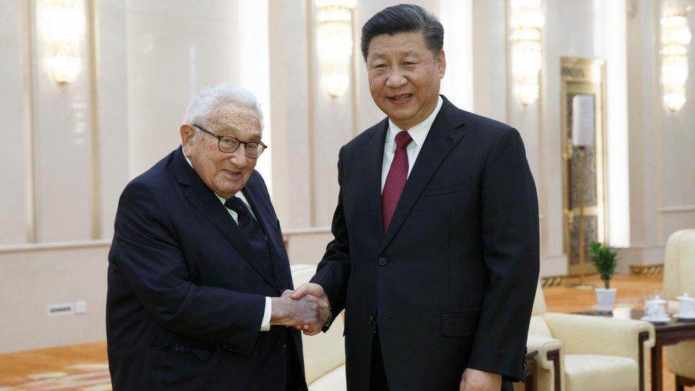 Chinese President Xi Jinping meets former U.S. Secretary of State Henry Kissinger at the Great Hall of the People, November 8, 2018 in Beijing, China.