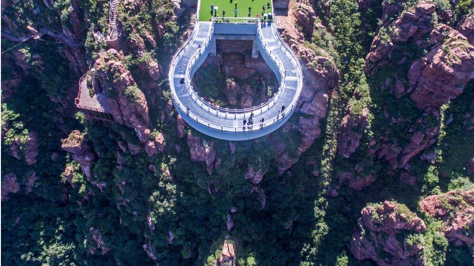 Round Glass Skywalk On Fuxi Mountain In China